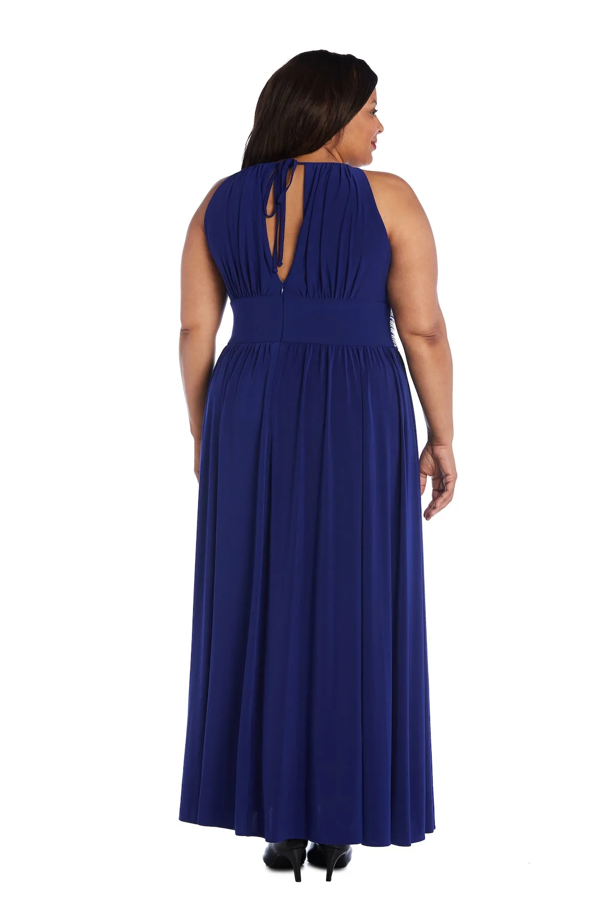 Long Halter Dress With Rhinestone Waistline - Plus sold by R&M Richards product image thumbnail 2