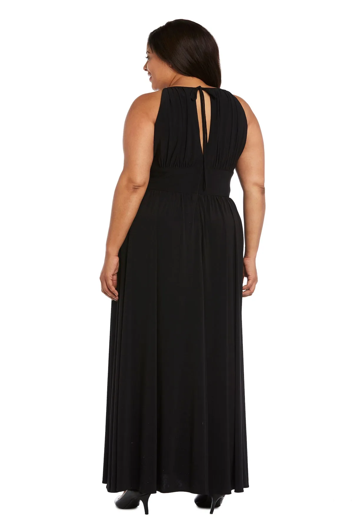 Long Halter Dress With Rhinestone Waistline - Plus sold by R&M Richards product image thumbnail 5