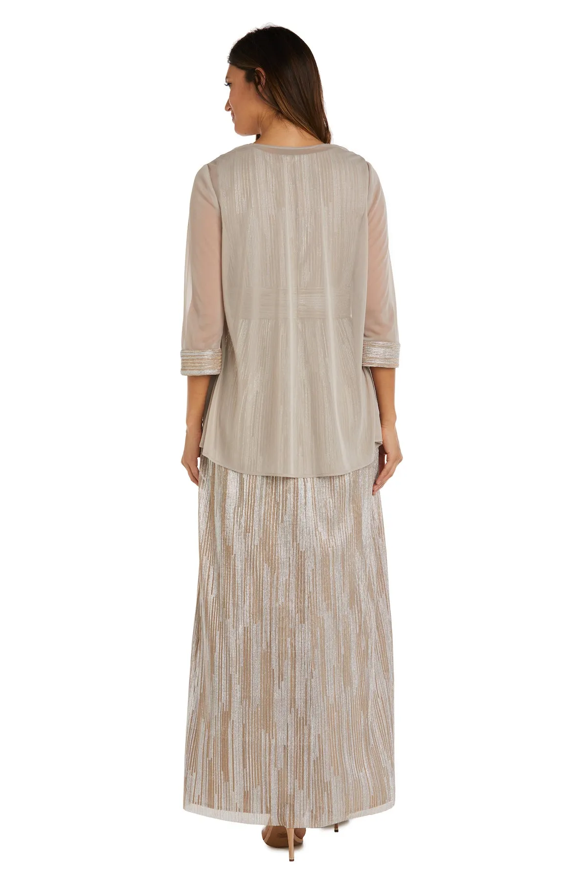 Two-Piece Cascade Front Jacket Over Surplice Bodice Long Dress - Petite sold by R&M Richards product image thumbnail 2