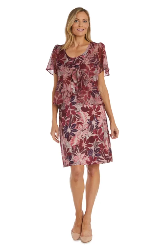 Short Daytime Floral Dress with Chiffon Blouse Overlay made by R&M Richards