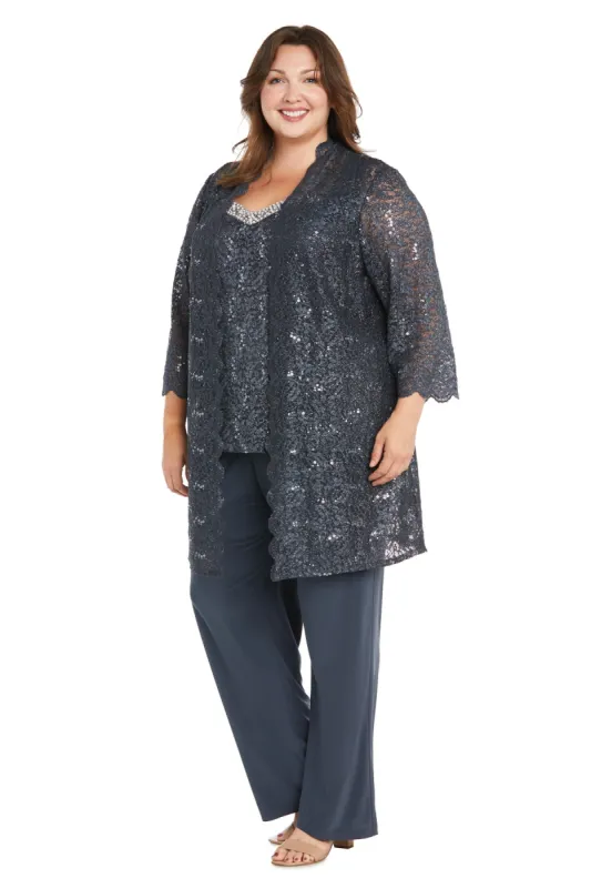 Lace Pantsuit With Delicate Sequins and a Pearl-Detailed Neckline - Plus sold by R&M Richards