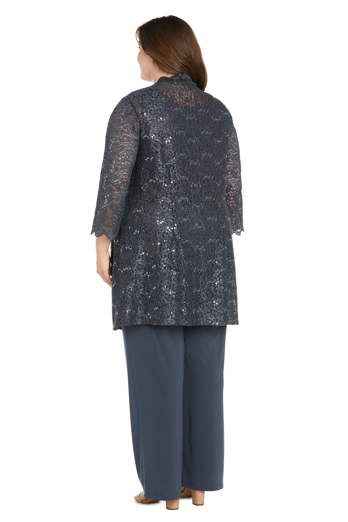 Lace Pantsuit With Delicate Sequins and a Pearl-Detailed Neckline - Plus sold by R&M Richards product image thumbnail 2