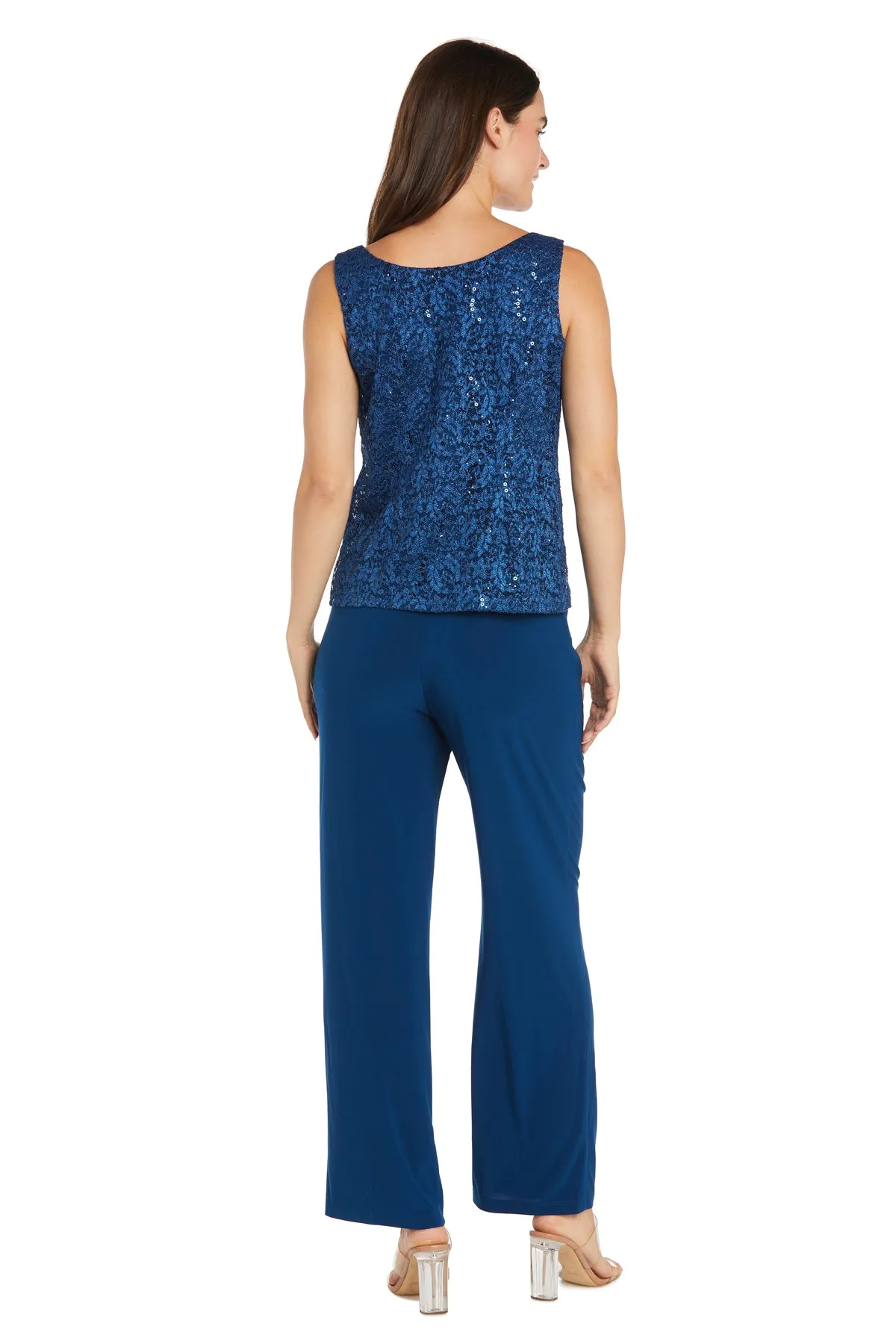 Lace Pantsuit With Delicate Sequins and a Pearl-Detailed Neckline - Petite sold by R&M Richards product image thumbnail 4