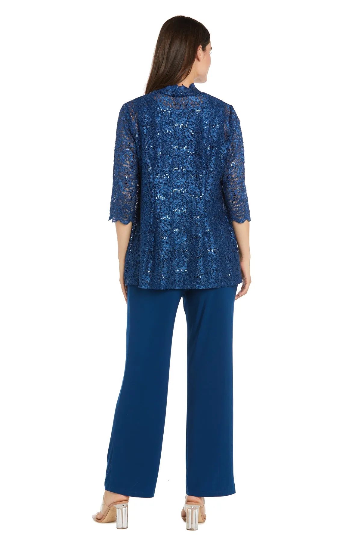 Lace Pantsuit With Delicate Sequins and a Pearl-Detailed Neckline - Petite sold by R&M Richards product image thumbnail 2