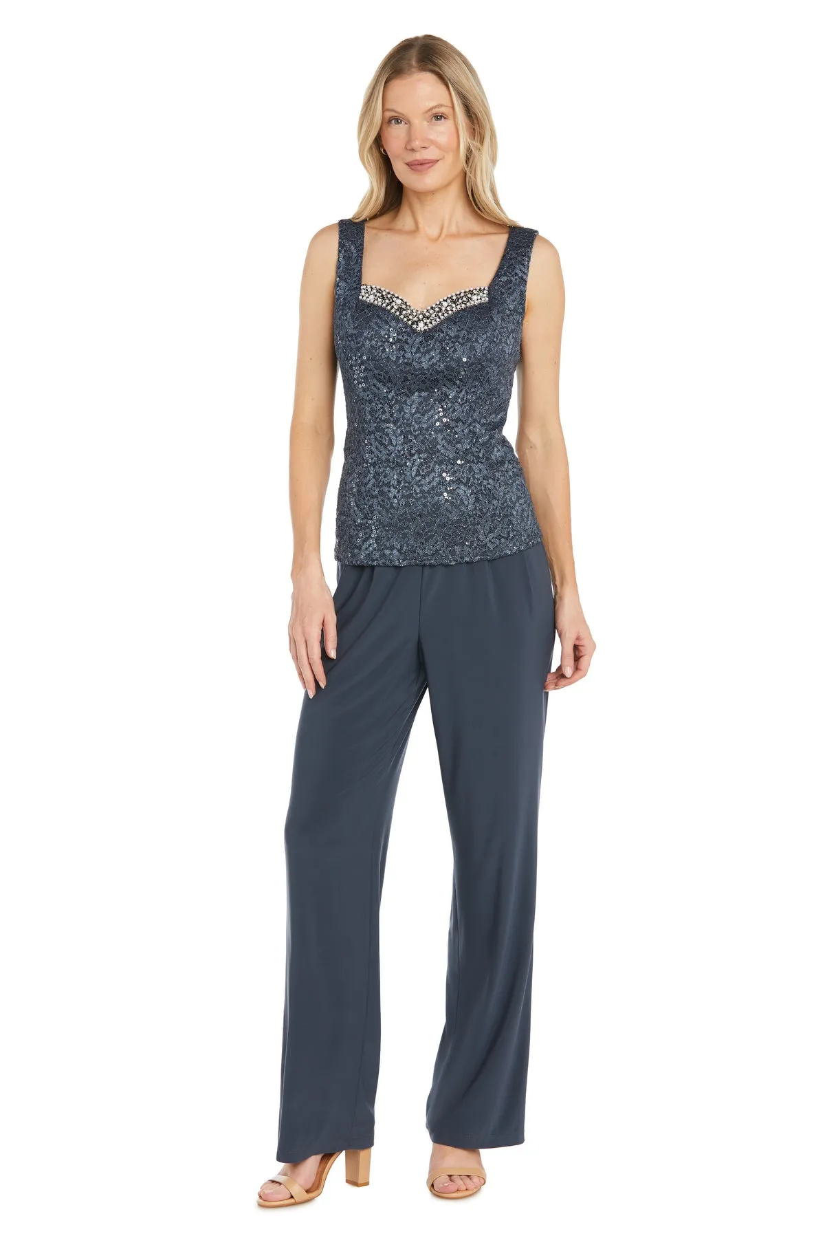 Lace Pantsuit With Delicate Sequins and a Pearl-Detailed Neckline sold by R&M Richards product image thumbnail 3