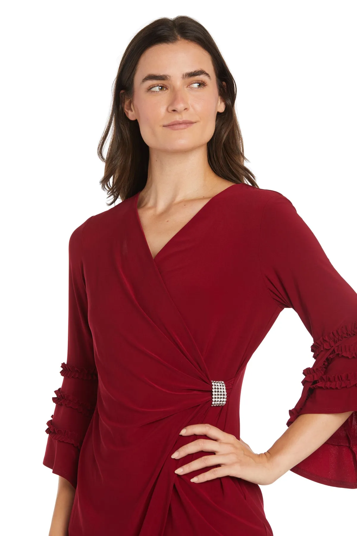 Cocktail Dress with Beautiful Rhinestone Detail and Ruffle Sleeves sold by R&M Richards product image thumbnail 3