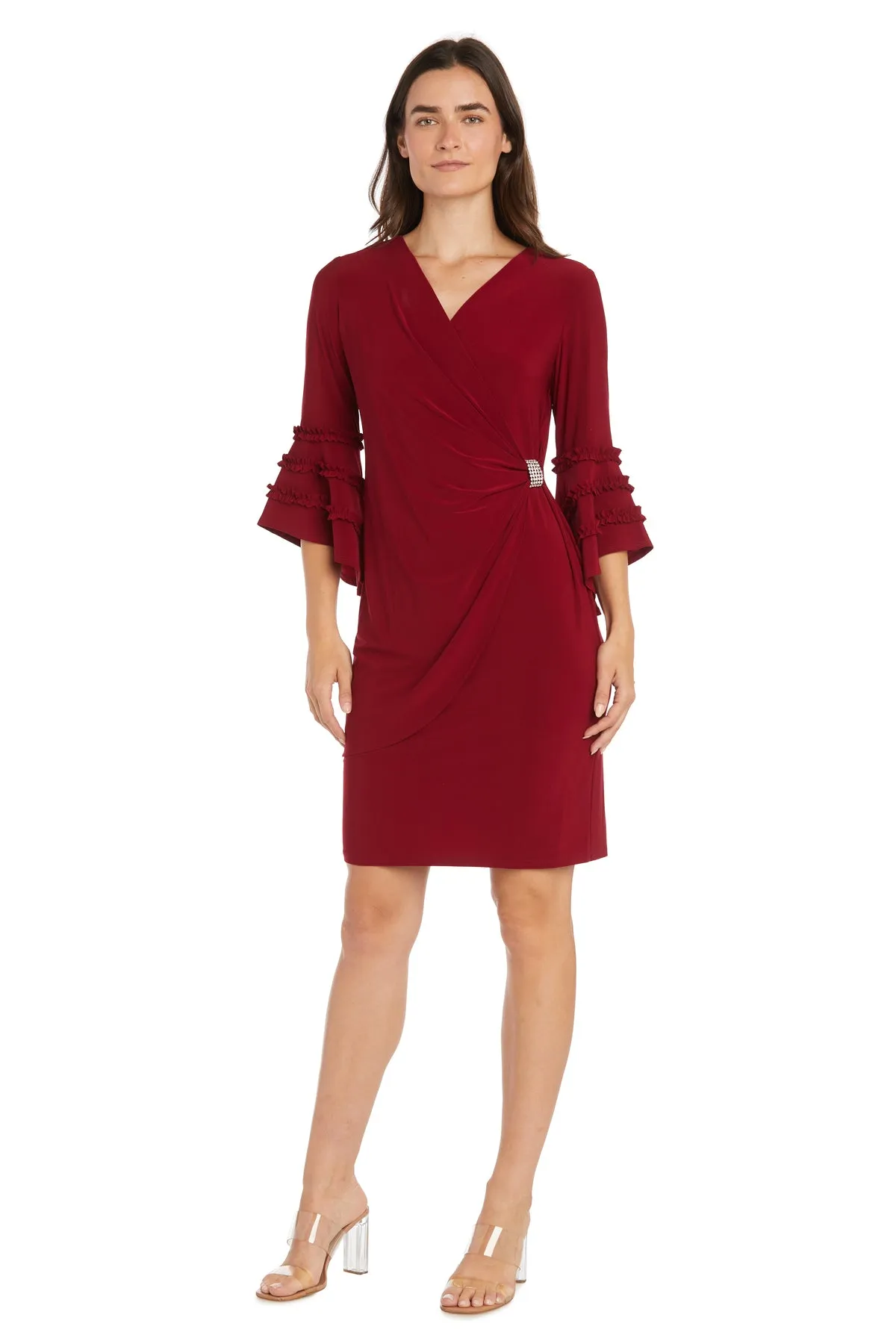 Cocktail Dress with Beautiful Rhinestone Detail and Ruffle Sleeves sold by R&M Richards product image thumbnail 4