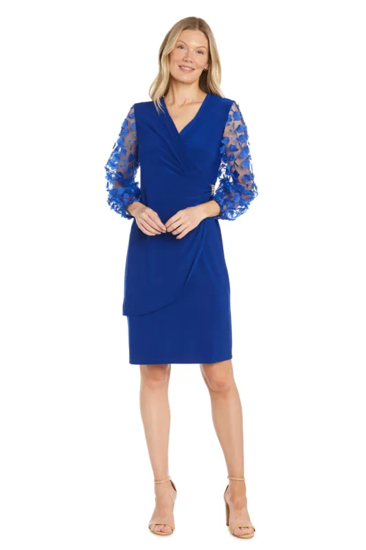 Cocktail Wrap Dress with 3D Floral Sheer Sleeves sold by R&M Richards