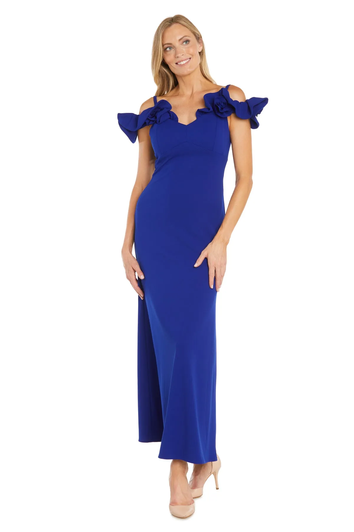 Long Dress with Off The Shoulder Flower Ruffle Detailing sold by R&M Richards