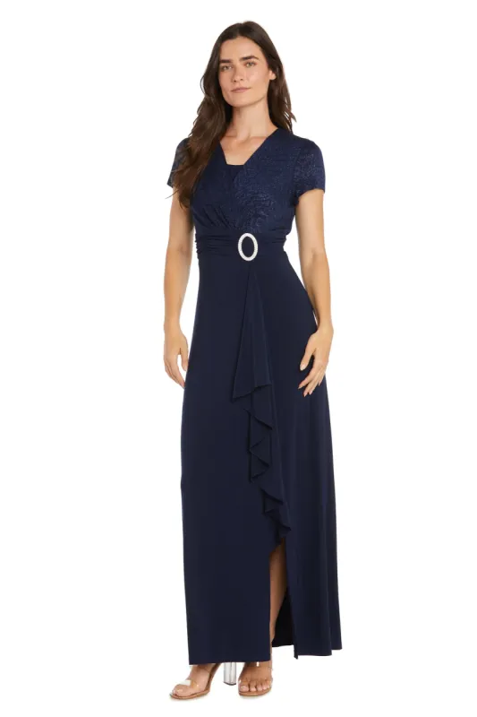 Long Ity Cork Screw Ruffled Slit Skirt with a Rhinestone Detail and Shimmer Top sold by R&M Richards
