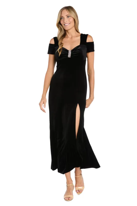Long Velvet Off The Shoulder Dress With Rhinestone Detailing sold by R&M Richards