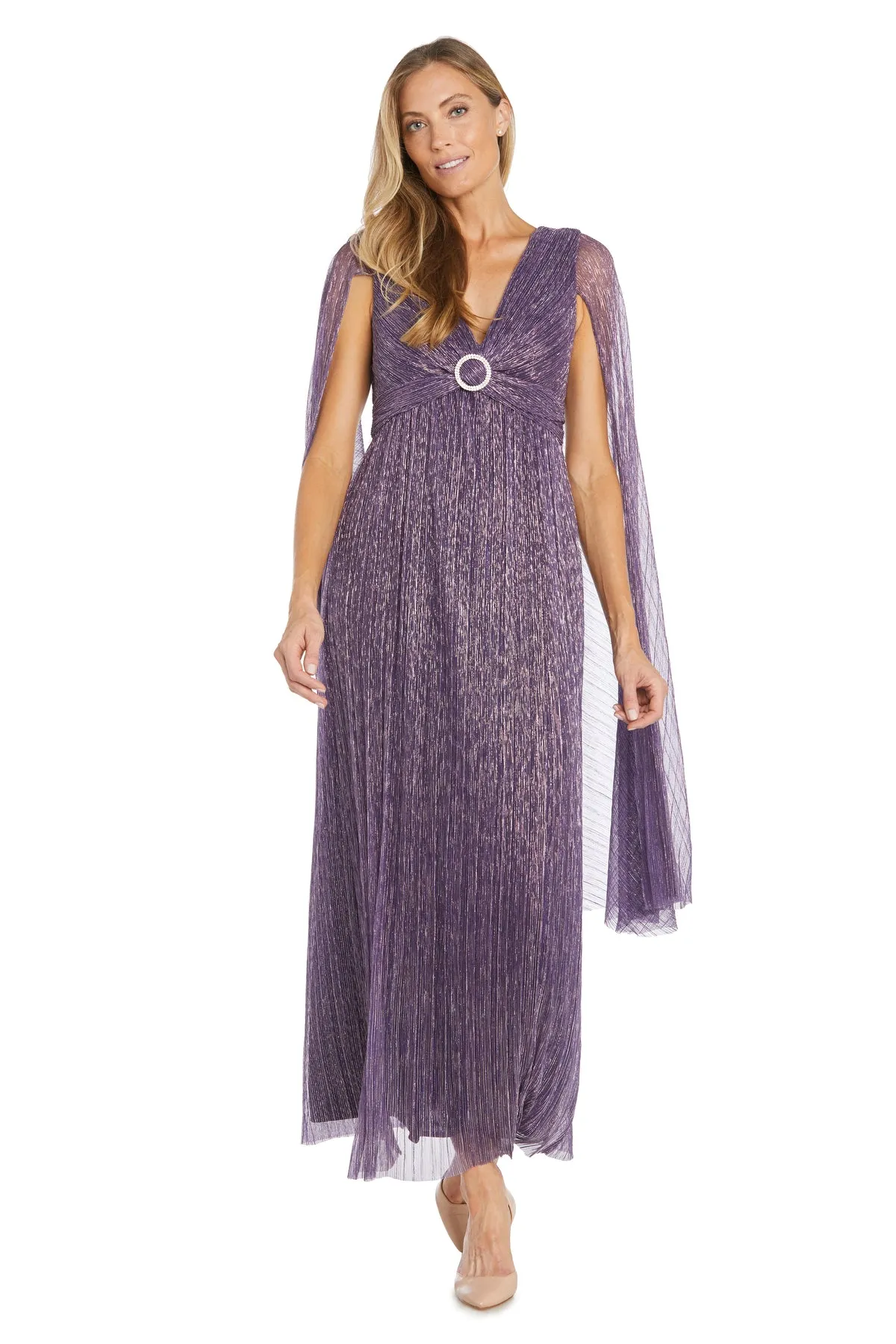 Evening Gown with Rhinestone Trim and Long Cape Sleeves sold by R&M Richards product image thumbnail 4