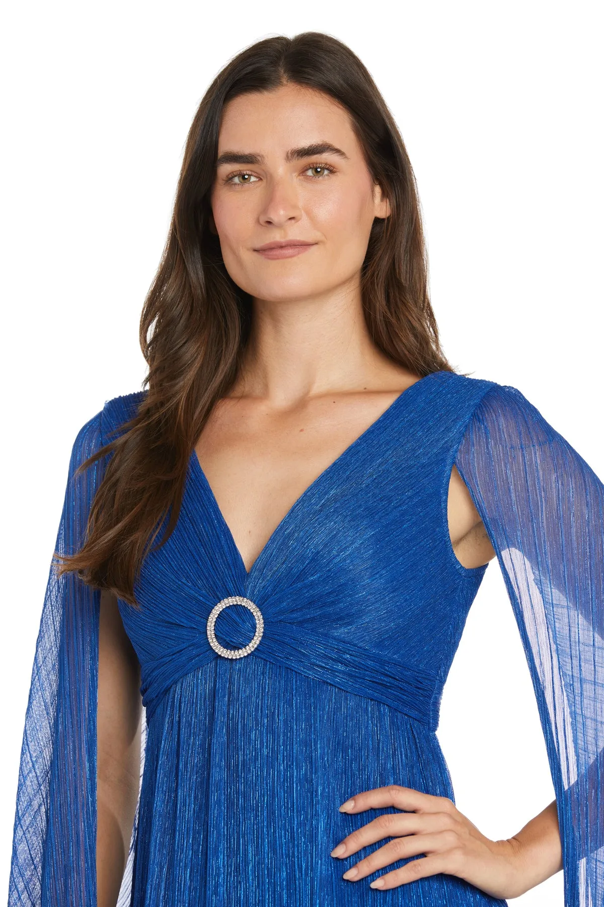 Evening Gown with Rhinestone Trim and Long Cape Sleeves sold by R&M Richards product image thumbnail 3