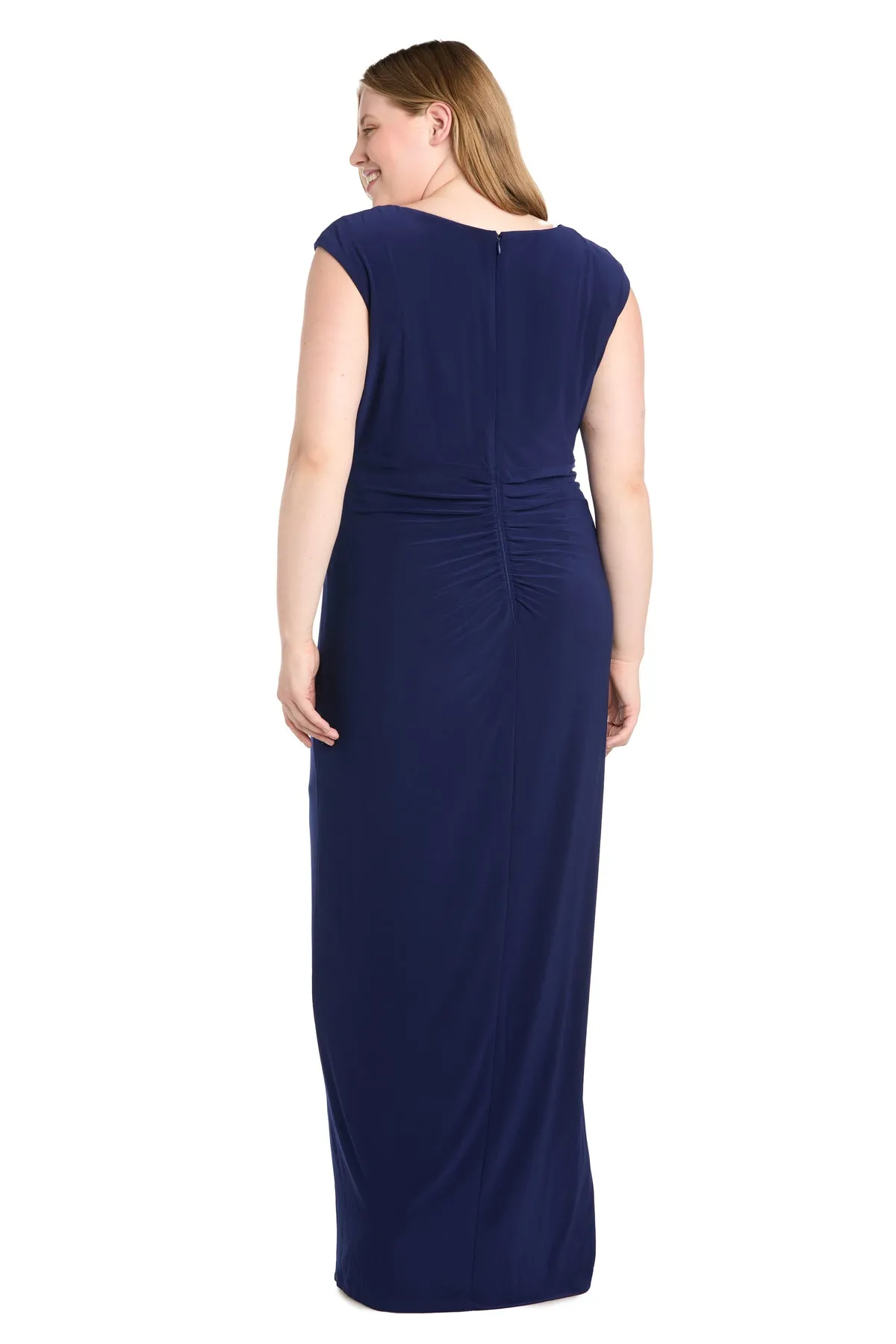 Long Ity Dress with Asymmetrical Top and Rhinestone Trim - Plus sold by R&M Richards product image thumbnail 2