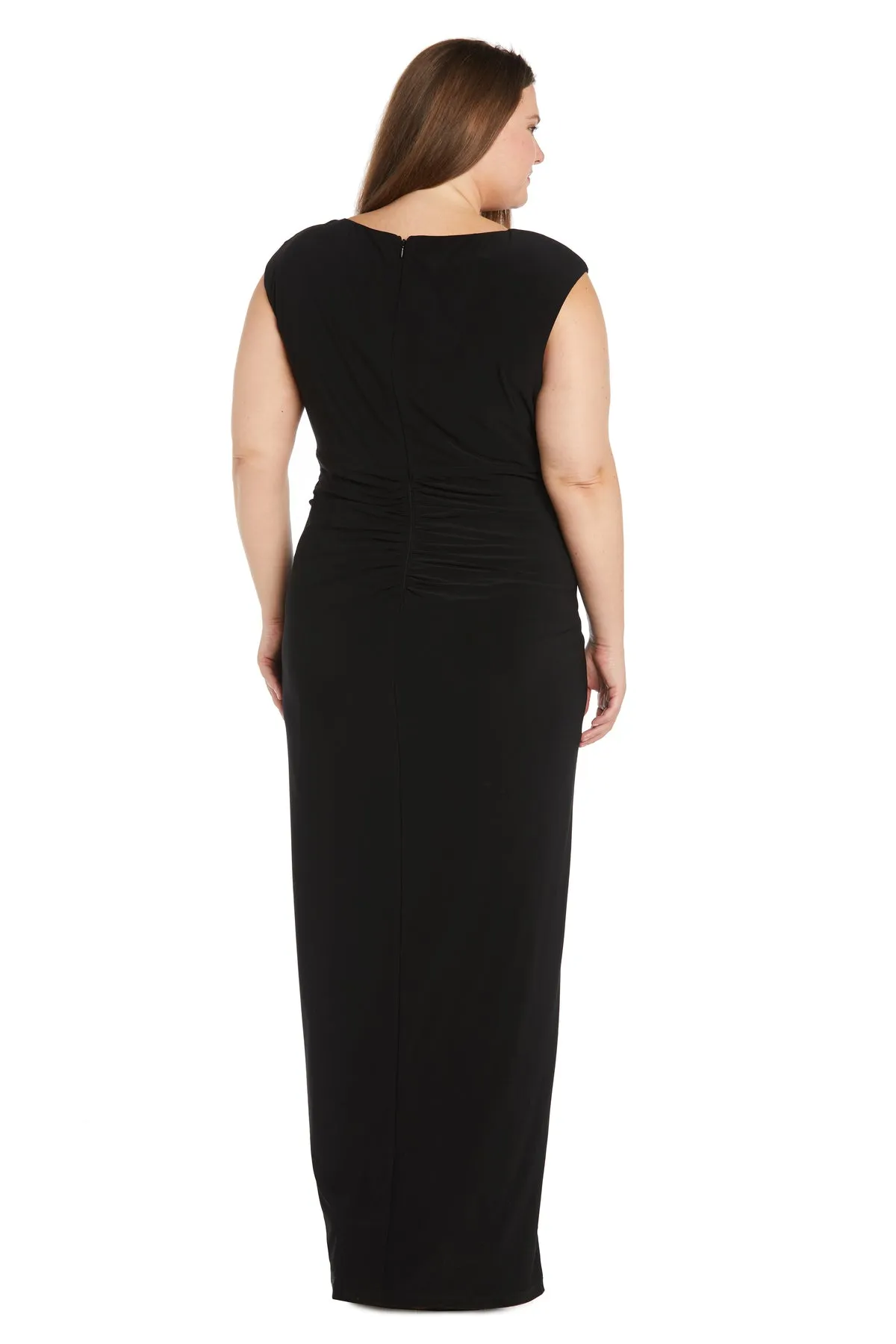 Long Ity Dress with Asymmetrical Top and Rhinestone Trim - Plus sold by R&M Richards product image thumbnail 5