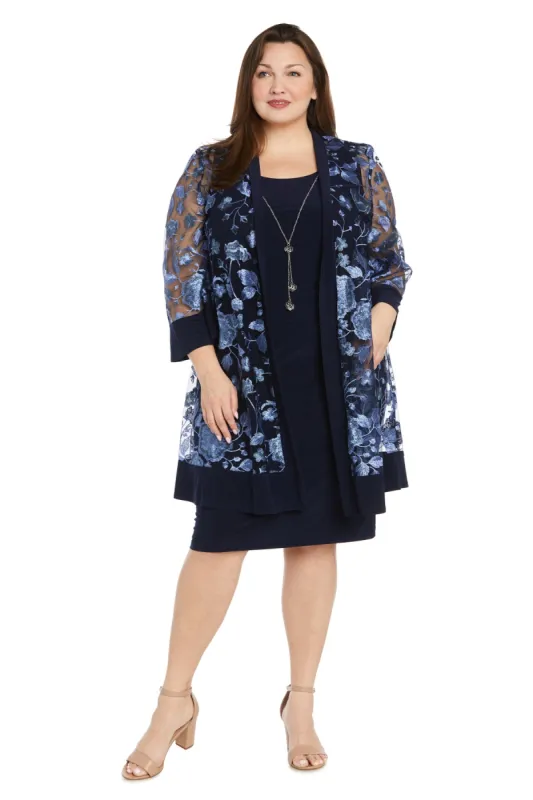Jacket Dress with Floral Threadwork - Plus sold by R&M Richards