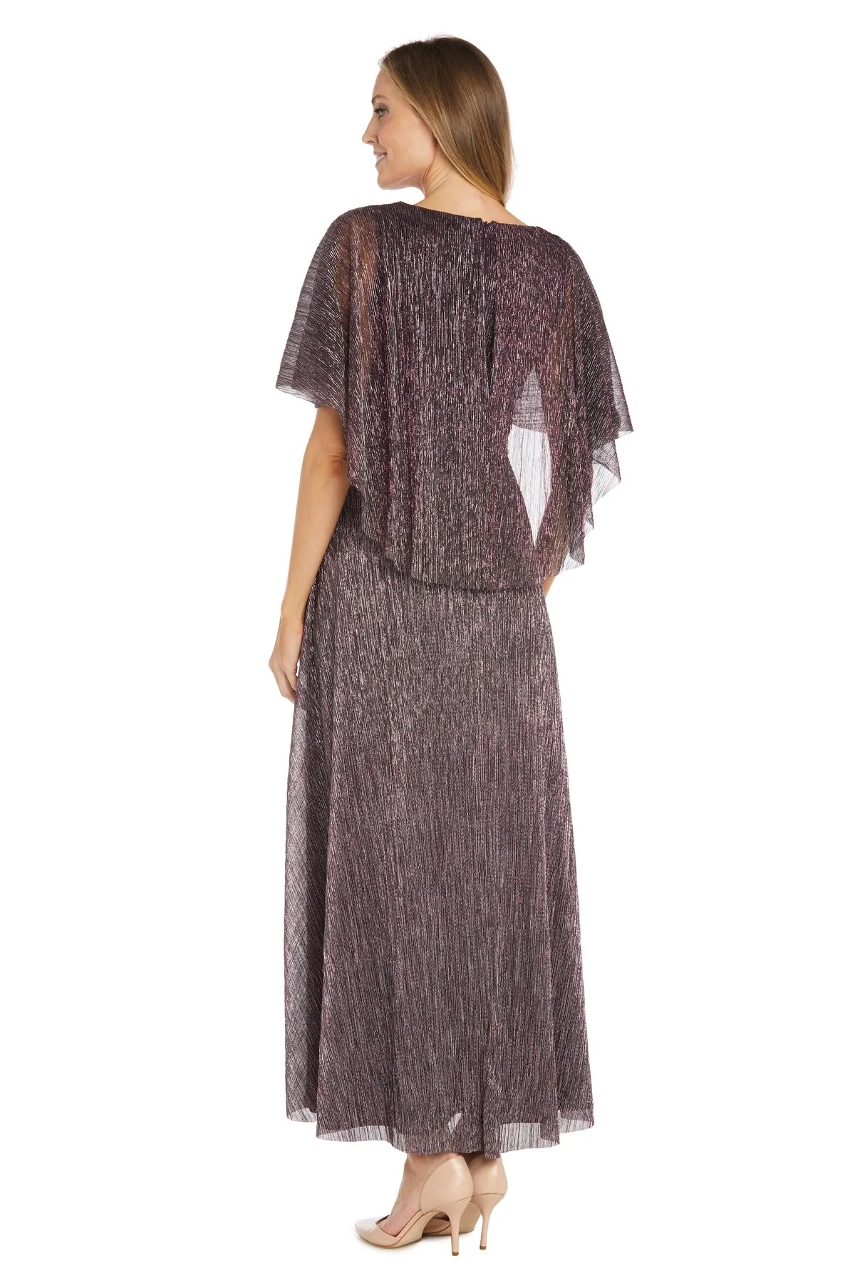 Metallic Pleated Caplet Gown with Rhinestone Detailing sold by R&M Richards product image thumbnail 2