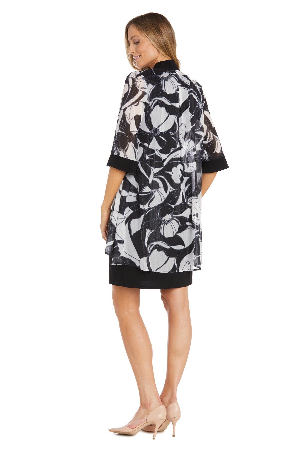 Black and White Floral Patterned Jacket Dress sold by R&M Richards product image thumbnail 2