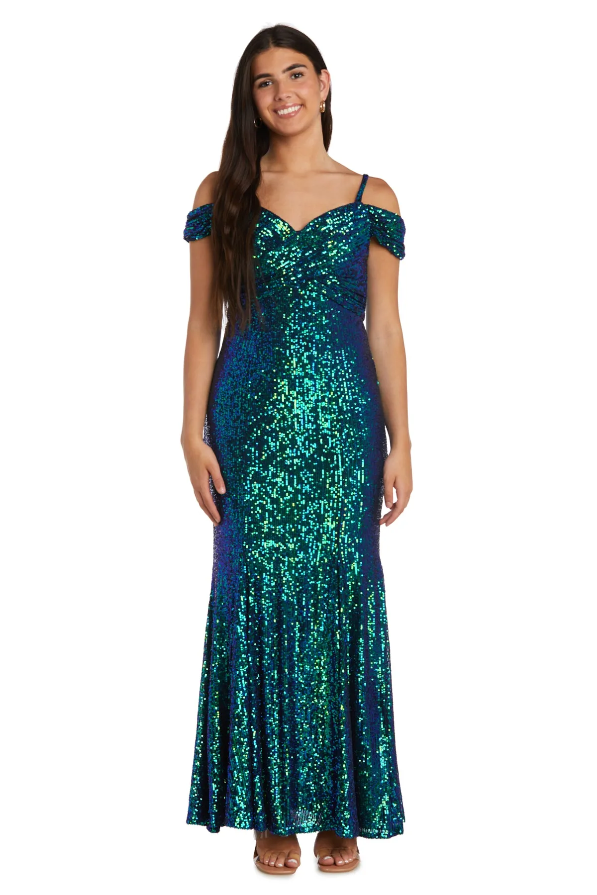 Long Off The Shoulders Evening Gown With Sequins sold by R&M Richards product image thumbnail 4