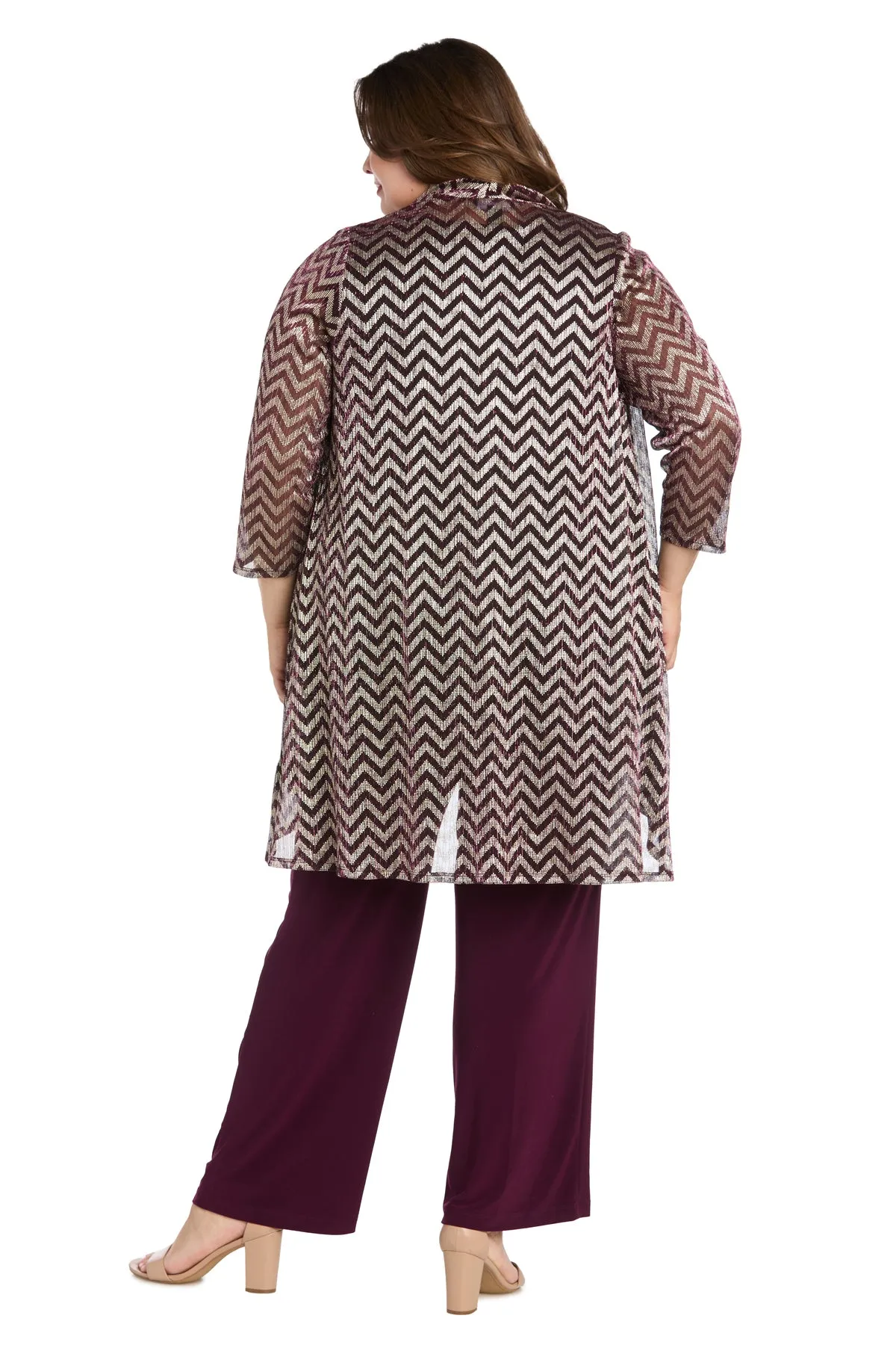 Three Piece Pantsuit with Metallic Striped Duster - Plus sold by R&M Richards product image thumbnail 2