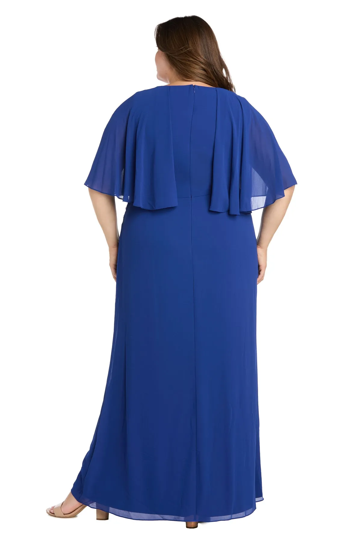 Long Chiffon Caplet Dress with a Rhinestone Waist Detail - Plus sold by R&M Richards product image thumbnail 2
