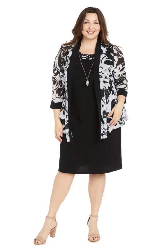 Black and White Pattern Printed Jacket Dress - Plus sold by R&M Richards