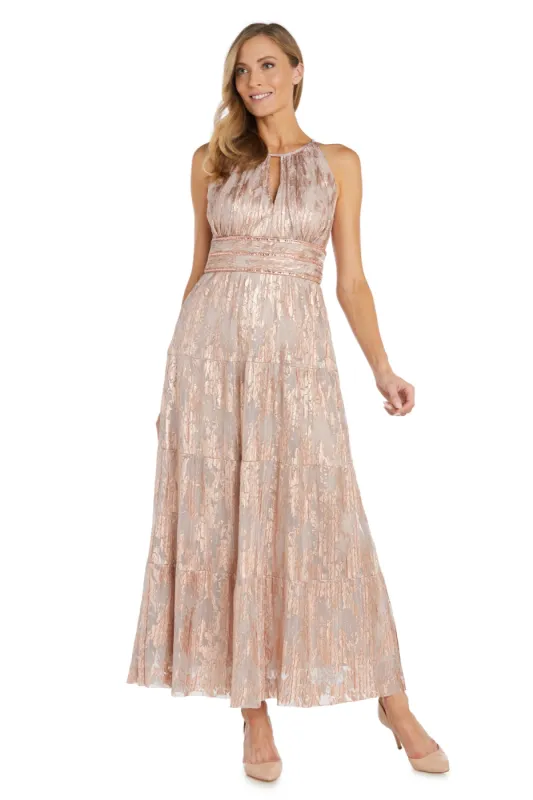 Halter Foil Printed Evening Gown - Petite sold by R&M Richards