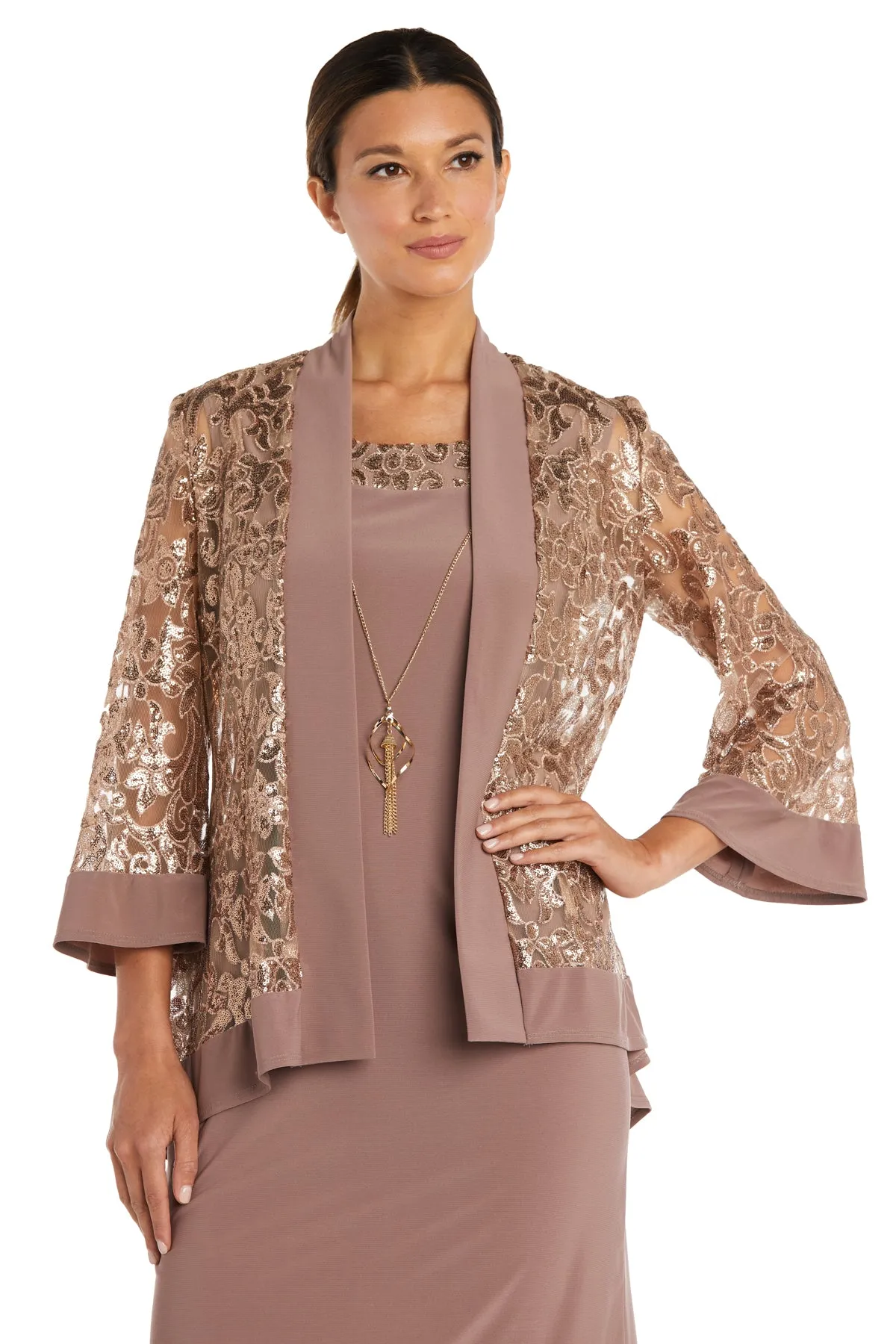 Two Piece Sequin Mesh Jacket Dress - Petite sold by R&M Richards product image thumbnail 5