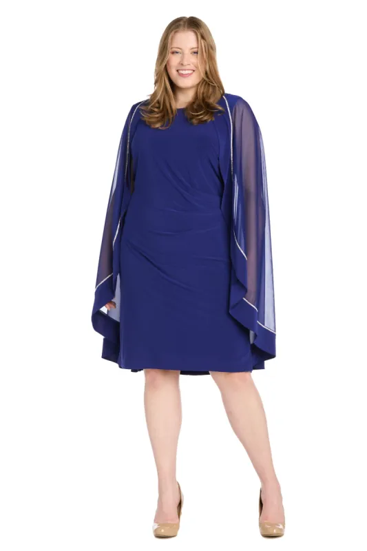 Cocktail Dress with Caplet and Rhinestone Trim - Plus sold by R&M Richards