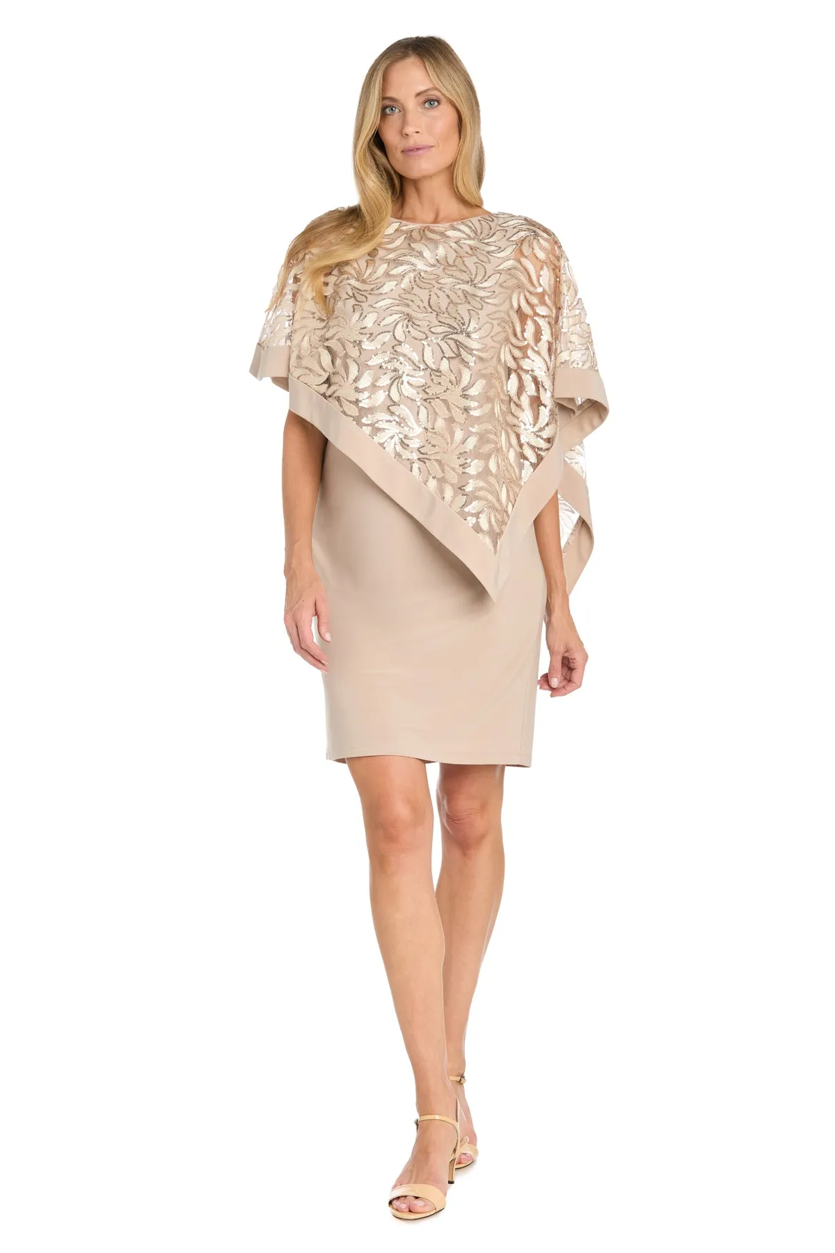 Asymmetrical Sequin Patterned Poncho Dress - Petite sold by R&M Richards