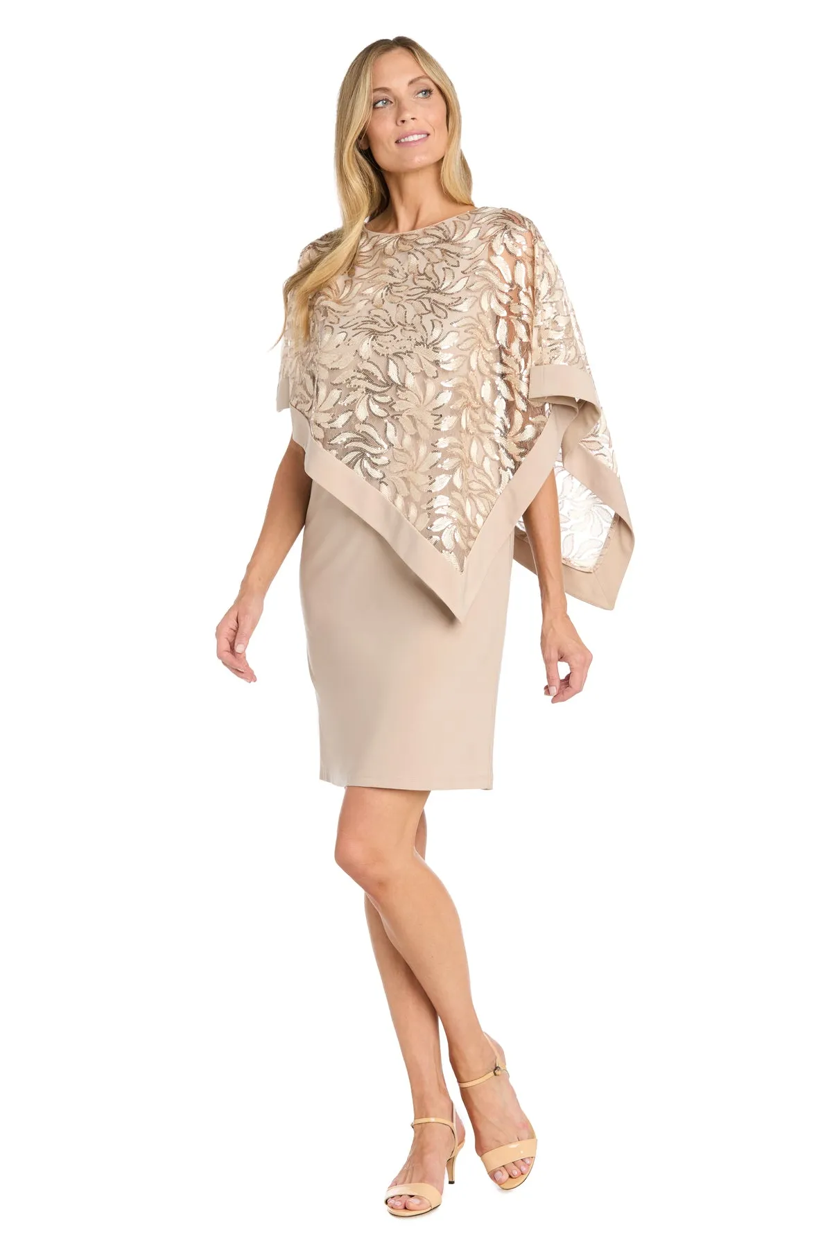 Asymmetrical Sequin Patterned Poncho Dress - Petite sold by R&M Richards product image thumbnail 4