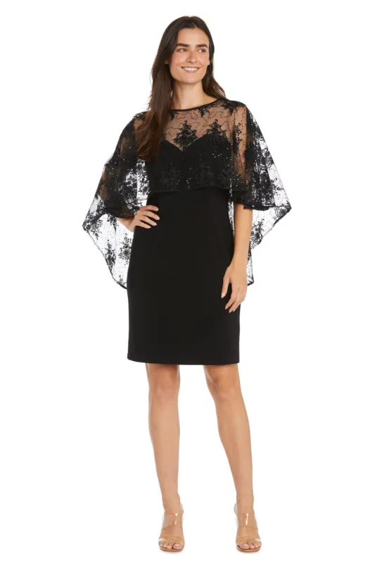 Embroidered Sheer Caplet Cocktail Dress sold by R&M Richards
