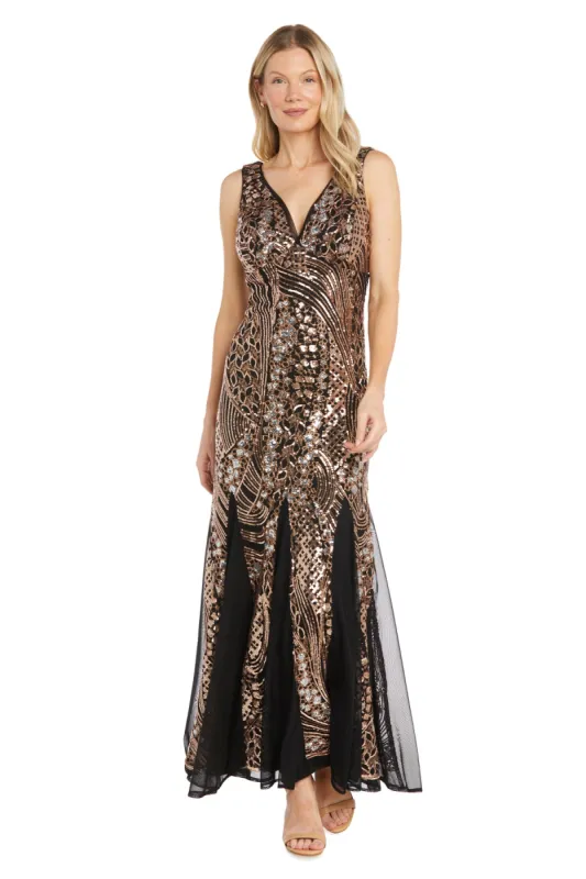 Elegant Sequin Gown with V-Neckline and Godets sold by R&M Richards