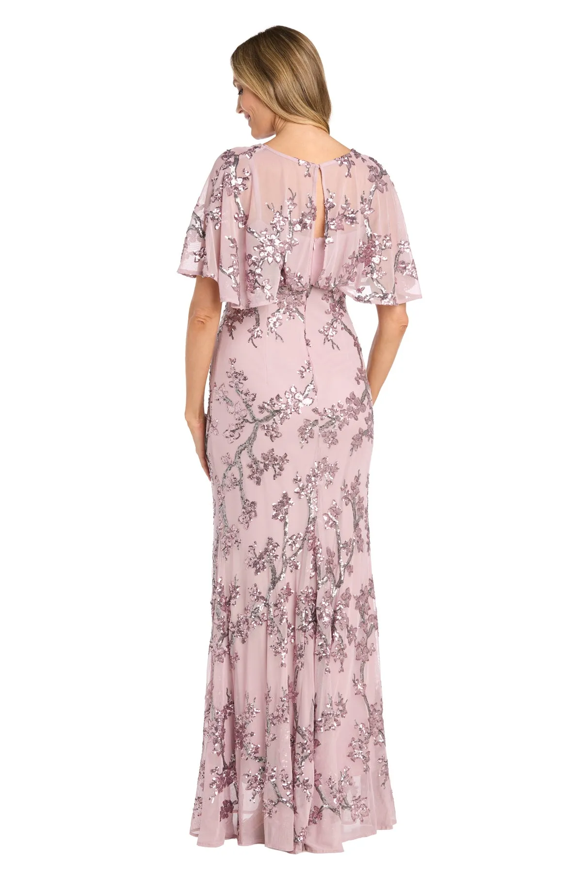 Pink Chiffon Long Dress with Floral Sequin Caplet - Petite sold by R&M Richards product image thumbnail 2