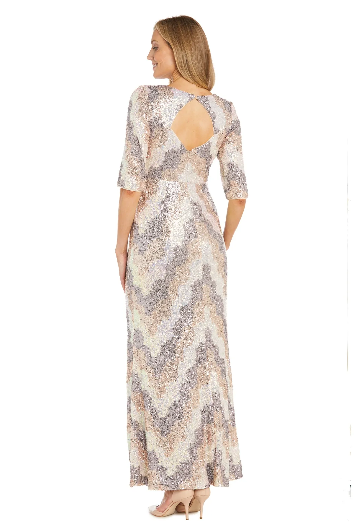 Multi-Colored Sequin Long Gown with Keyhole Back sold by R&M Richards product image thumbnail 2