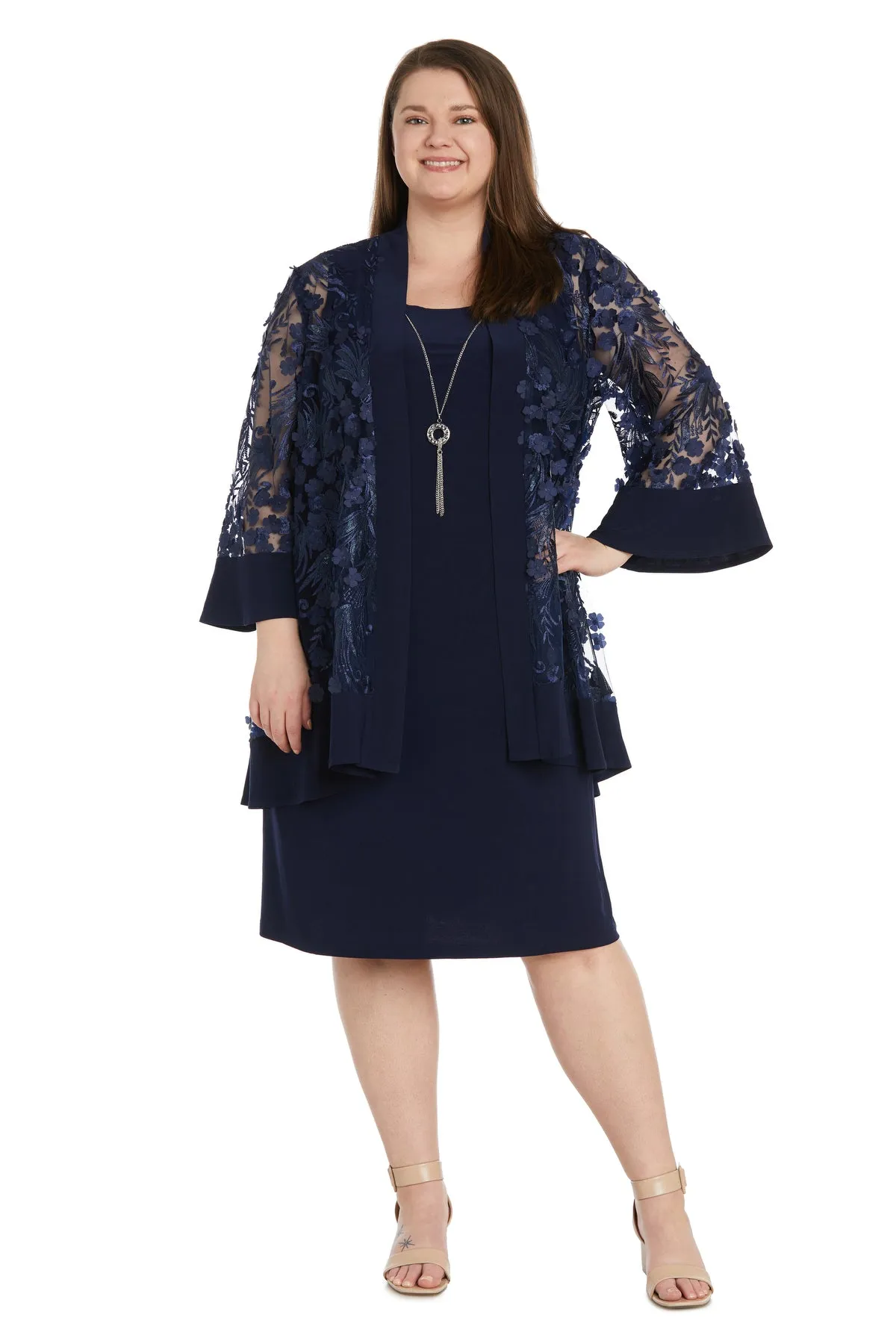 Elegant 3D Floral Jacket Dress - Plus sold by R&M Richards