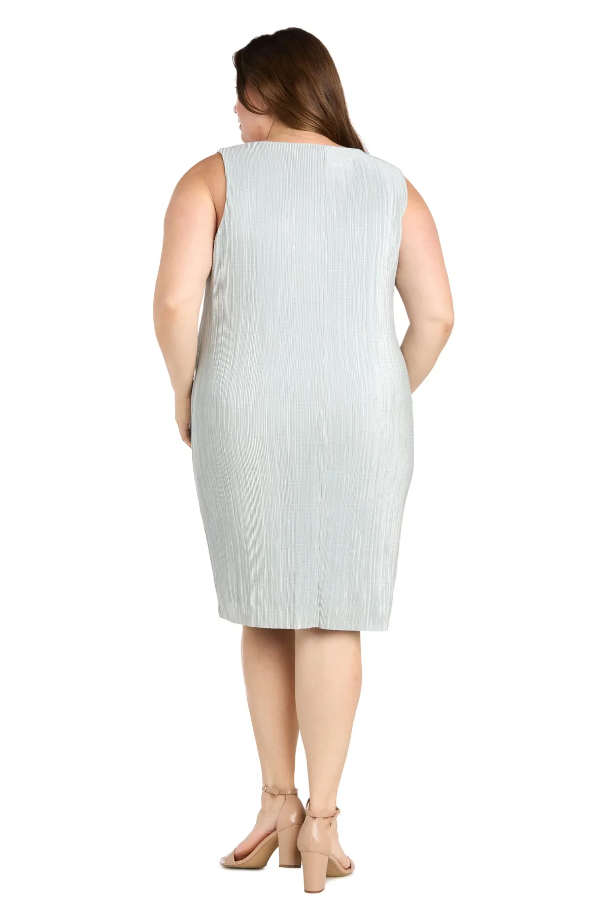 Pleated Glitter Jacket Dress with Rhinestone Neckline - Plus sold by R&M Richards product image thumbnail 4