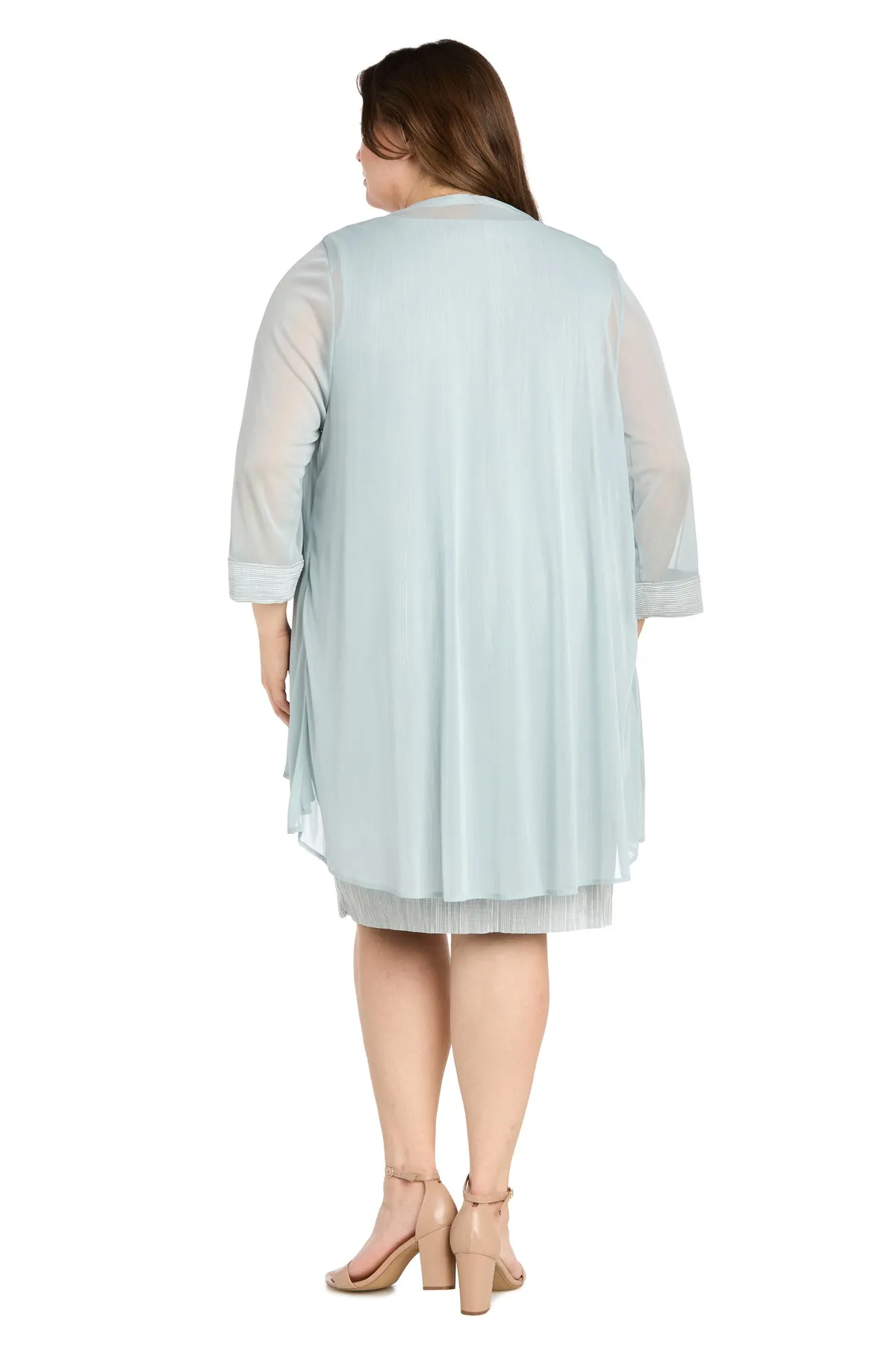 Pleated Glitter Jacket Dress with Rhinestone Neckline - Plus sold by R&M Richards product image thumbnail 2