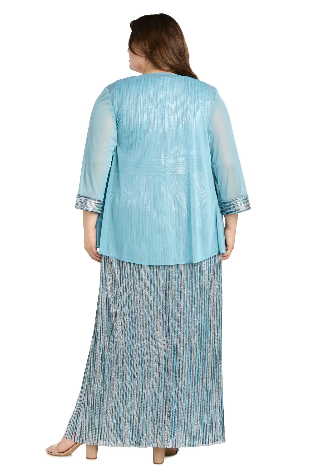 Metallic Platter Dress with Removable Sheer-Sleeve Jacket - Plus sold by R&M Richards product image thumbnail 2