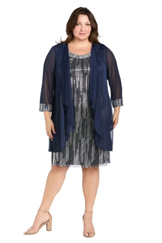 Metallic Jacket Dress with Matching Sheer Jacket - Plus sold by R&M Richards