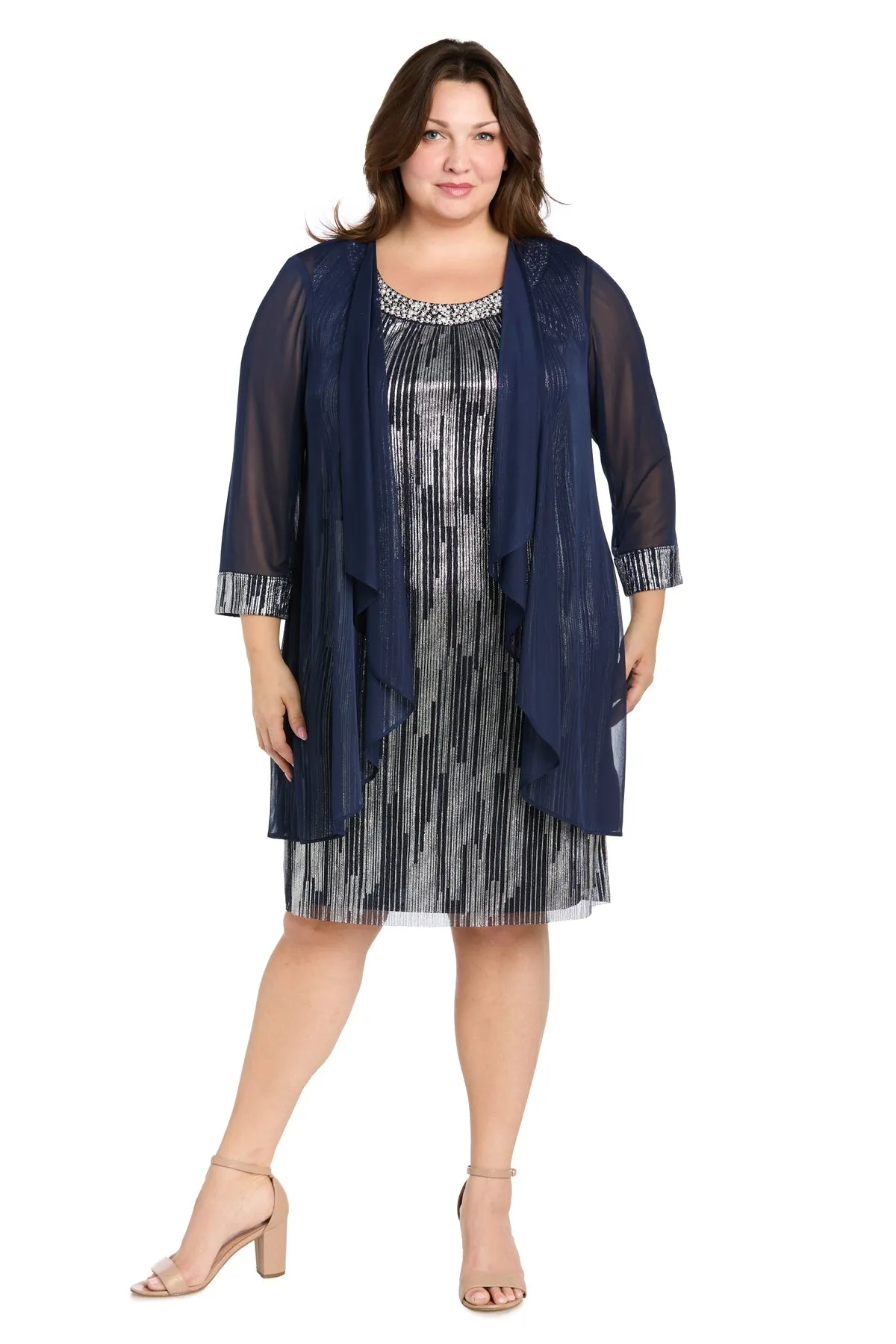 Metallic Jacket Dress with Matching Sheer Jacket - Plus sold by R&M Richards