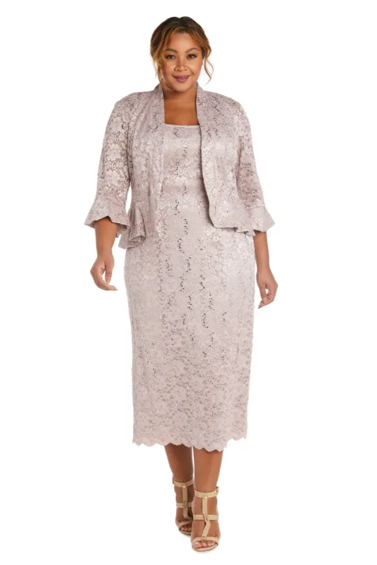 Lace Column Dress with Matching Lace Jacket - Plus sold by R&M Richards
