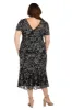 Embroidered Floral Midi Dress with Flared Skirt and Short Sleeves - Plus sold by R&M Richards