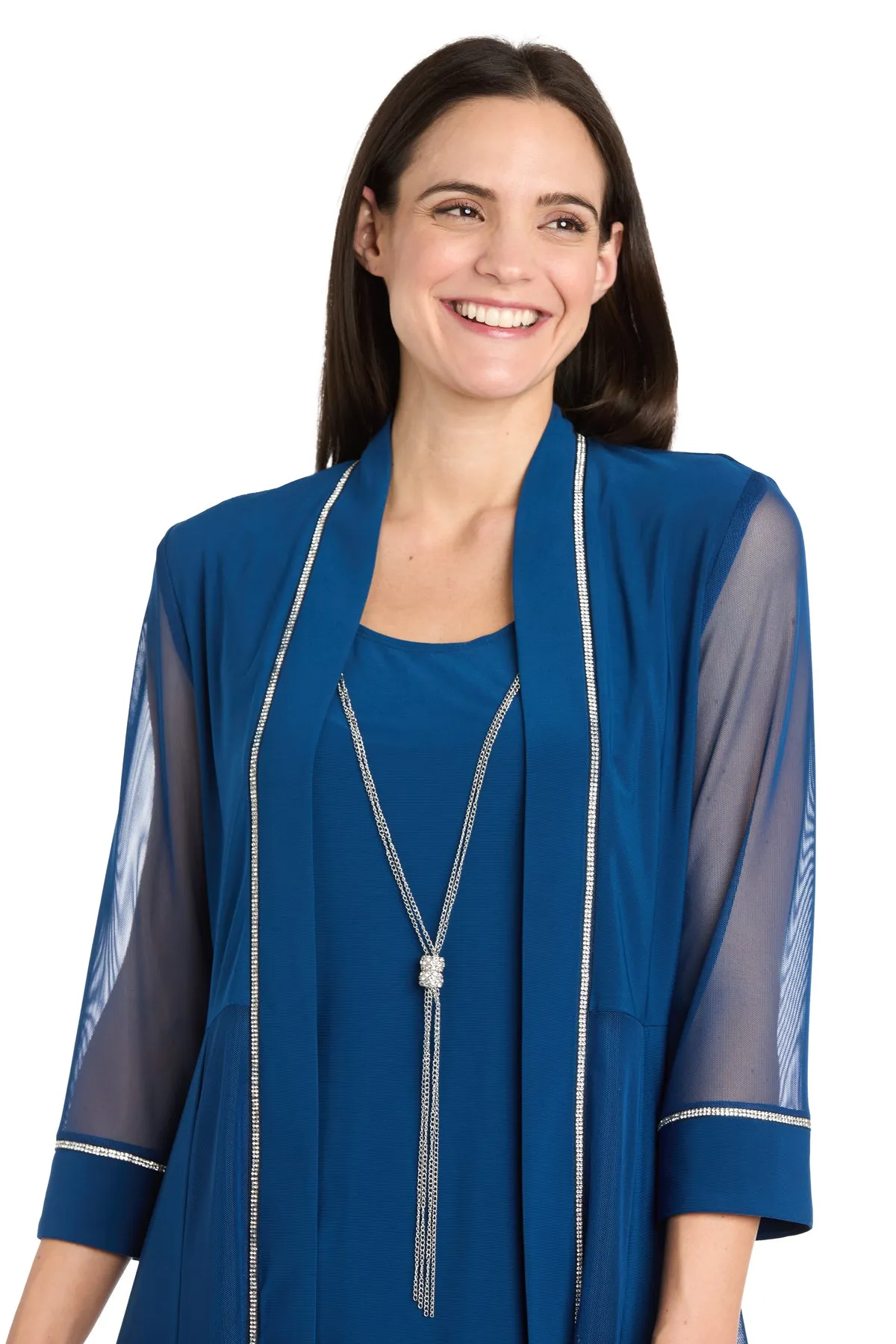 Pantsuit with Illusion Sleeves and Rhinestone Trim - Petite sold by R&M Richards product image thumbnail 3