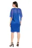 Royal Cocktail Caplet Dress with Rhinestone and Ruffle Side Detail sold by R&M Richards