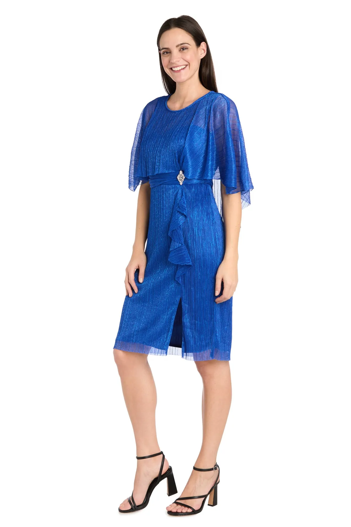 Royal Cocktail Caplet Dress with Rhinestone and Ruffle Side Detail sold by R&M Richards product image thumbnail 4