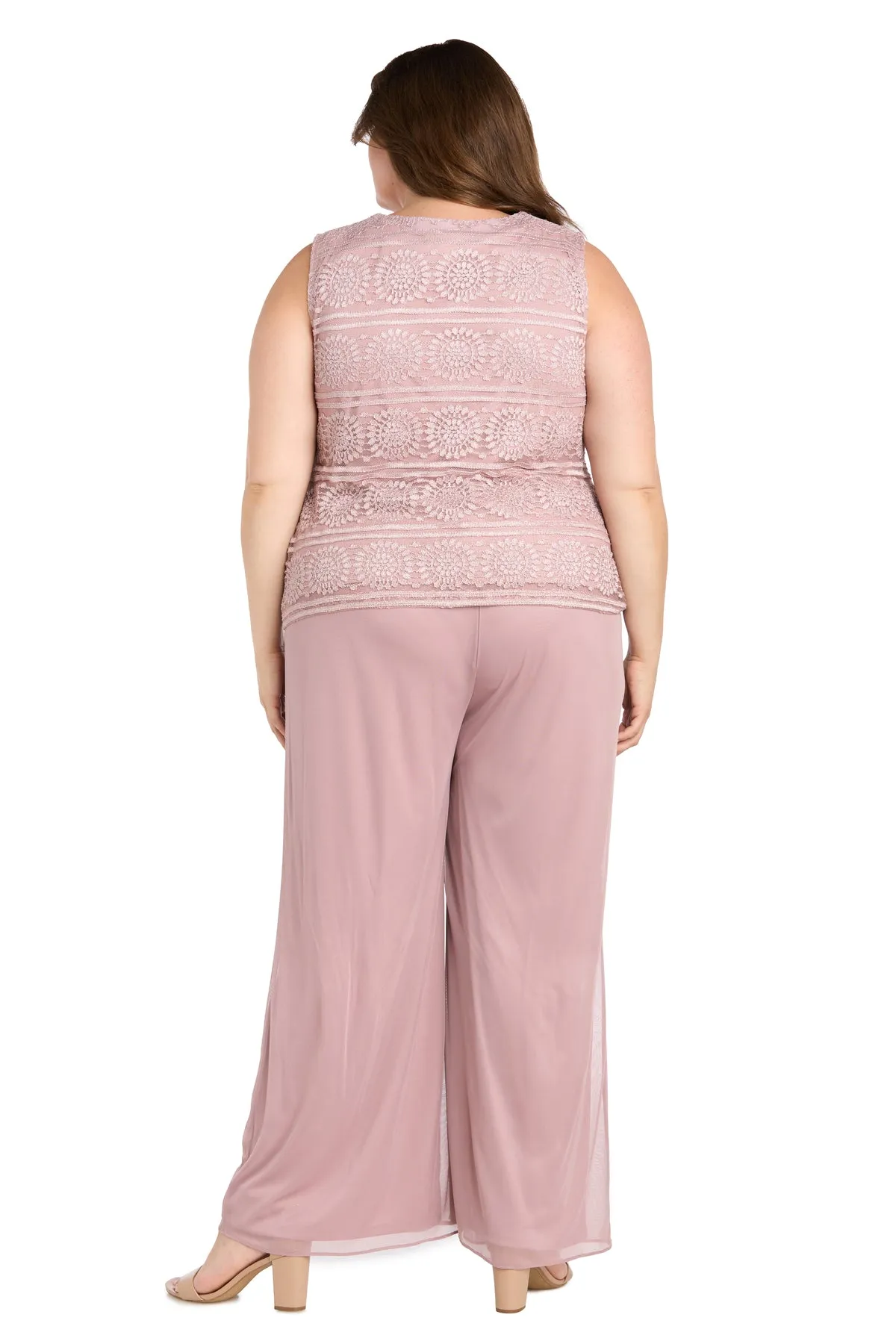 Glitter Embroidered Pant Suit with Pearl Neckline - Plus sold by R&M Richards product image thumbnail 4