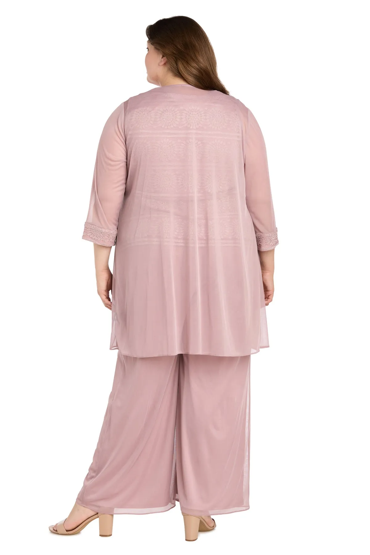 Glitter Embroidered Pant Suit with Pearl Neckline - Plus sold by R&M Richards product image thumbnail 2