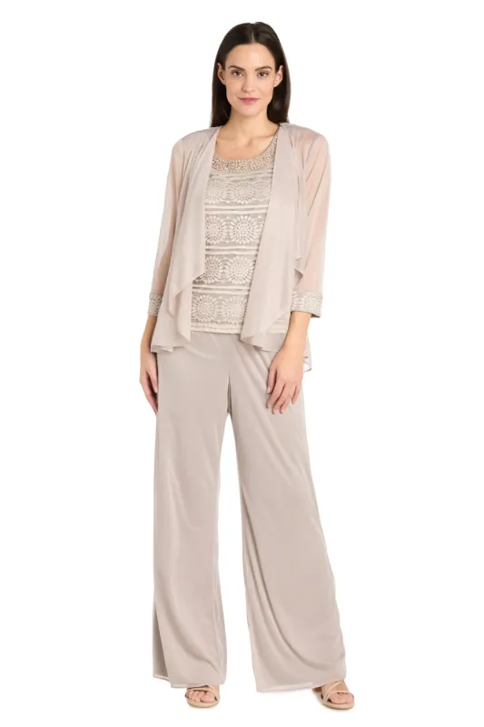 Glitter Embroidered Pant Suit with Pearl Neckline sold by R&M Richards