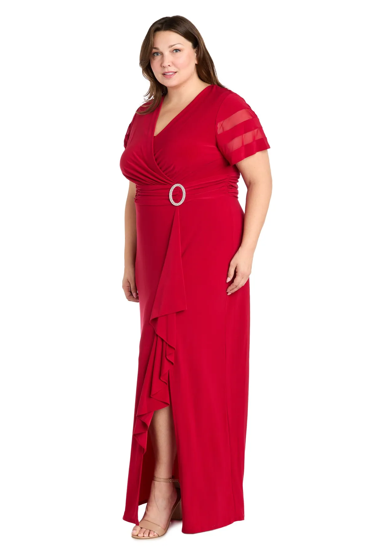 Long Dress with Ruffle Slit and Illusion Sleeves sold by R&M Richards product image thumbnail 4